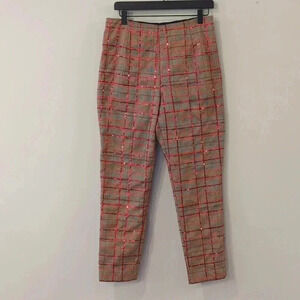 NBD Monroe Sequin Plaid Pants Cropped size Medium -‎ Revolve